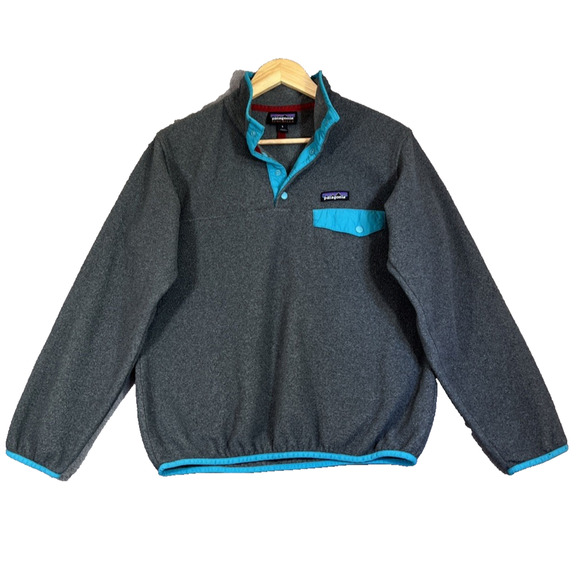Patagonia Jacket Women's Small Grey Aqua Synchilla Snap-T Pullover Fleece - Picture 1 of 12